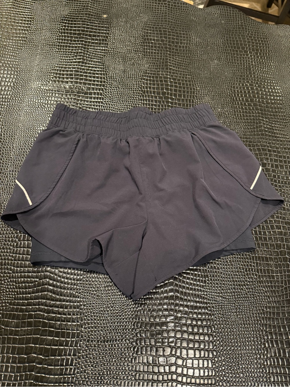 Women's Black Athletic Running Shorts with White Trim